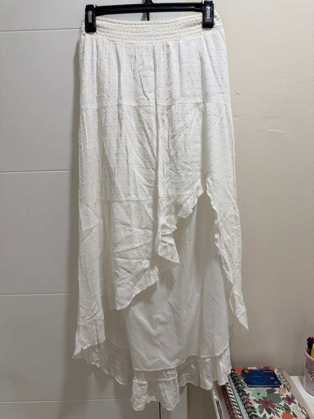 Hollister White High-Low Ruffle Maxi Skirt